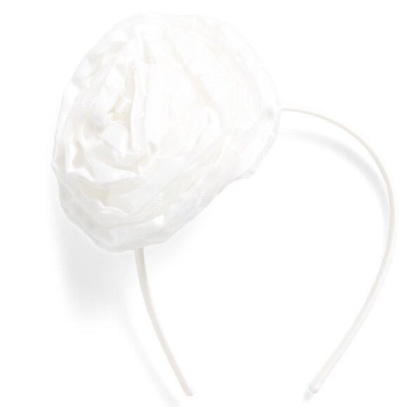 JANIE AND JACK Tulle Girls's Rosette Headband White - Picture 1 of 7